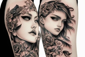 Sleeve tattoo. Beatiful face tattoo idea