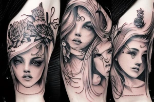 Sleeve tattoo. Beatiful faces tattoo idea
