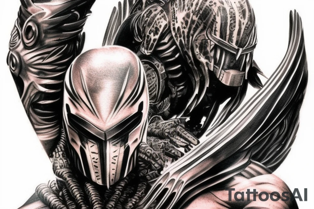 Sleeve tattoo. Predator killing Magneto. tattoo idea
