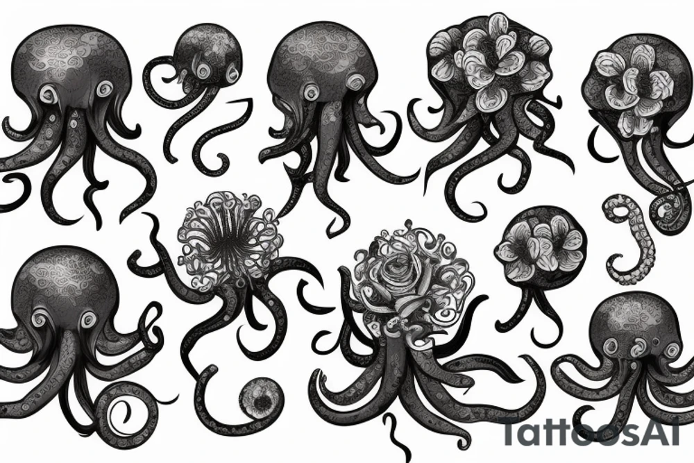 Flower octopus tattoo idea