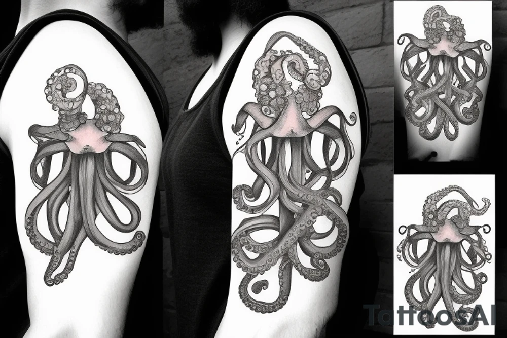 Flower head of octopus tattoo idea