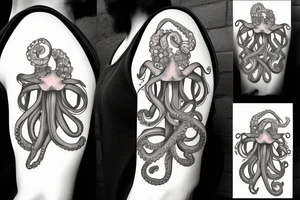 Flower head of octopus tattoo idea