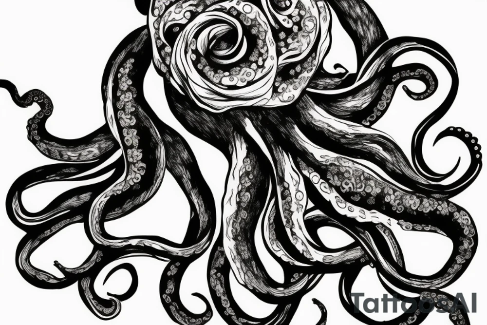 Flower head of octopus tattoo idea