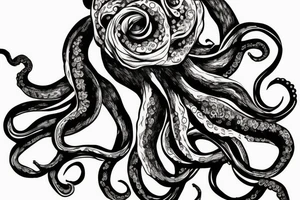 Flower head of octopus tattoo idea