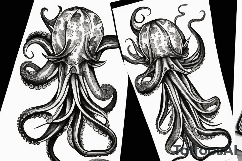 Flower head of octopus tattoo idea