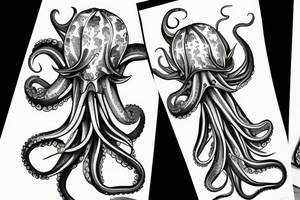 Flower head of octopus tattoo idea