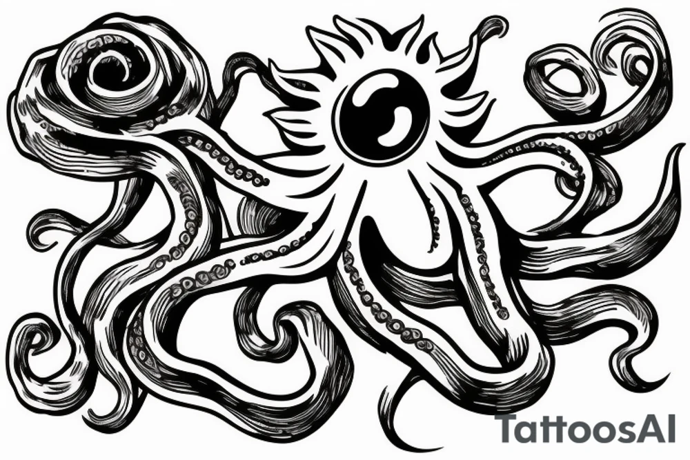 Flower head of octopus tattoo idea