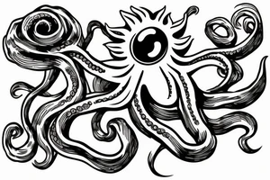Flower head of octopus tattoo idea