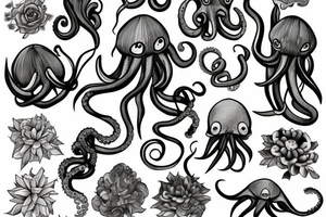 Flower head of octopus tattoo idea
