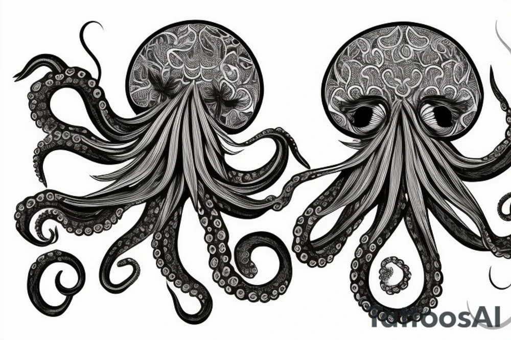Flower head of octopus tattoo idea