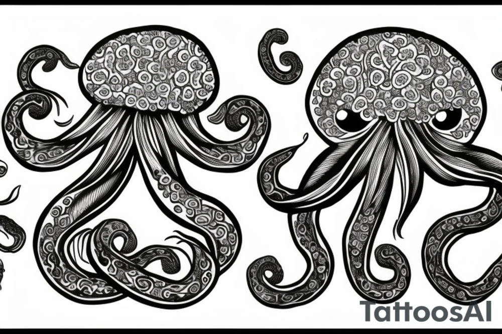 Flower head of octopus tattoo idea
