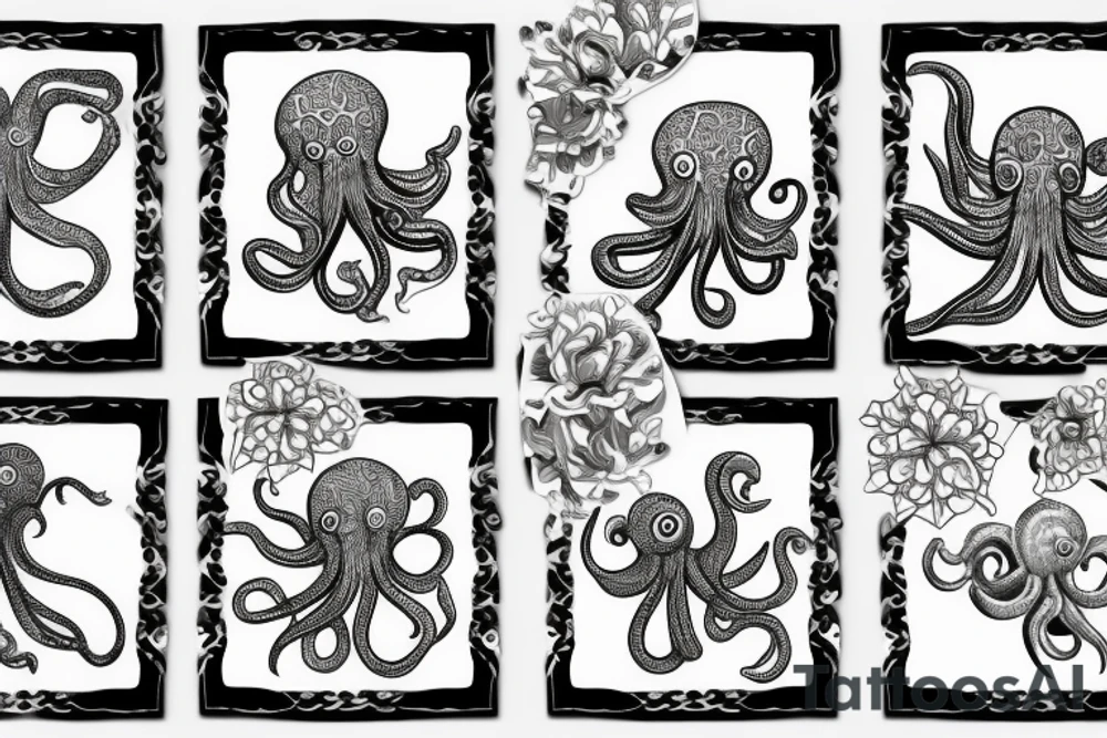 Flower octopus tattoo idea