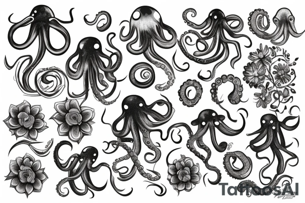 Flower octopus tattoo idea