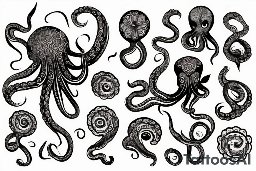 Flower octopus tattoo idea