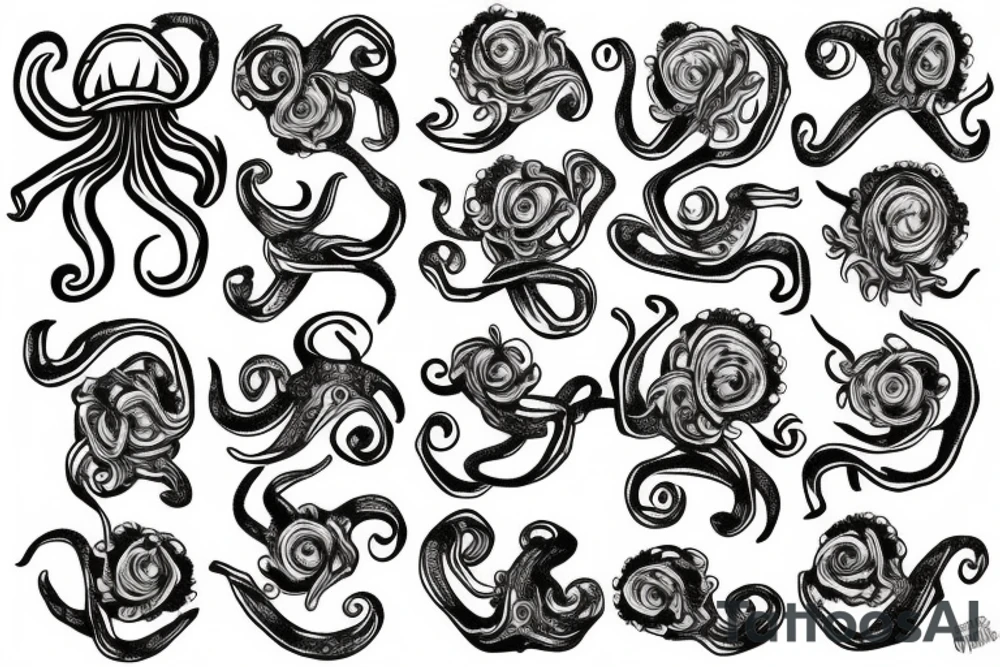 Flower octopus tattoo idea