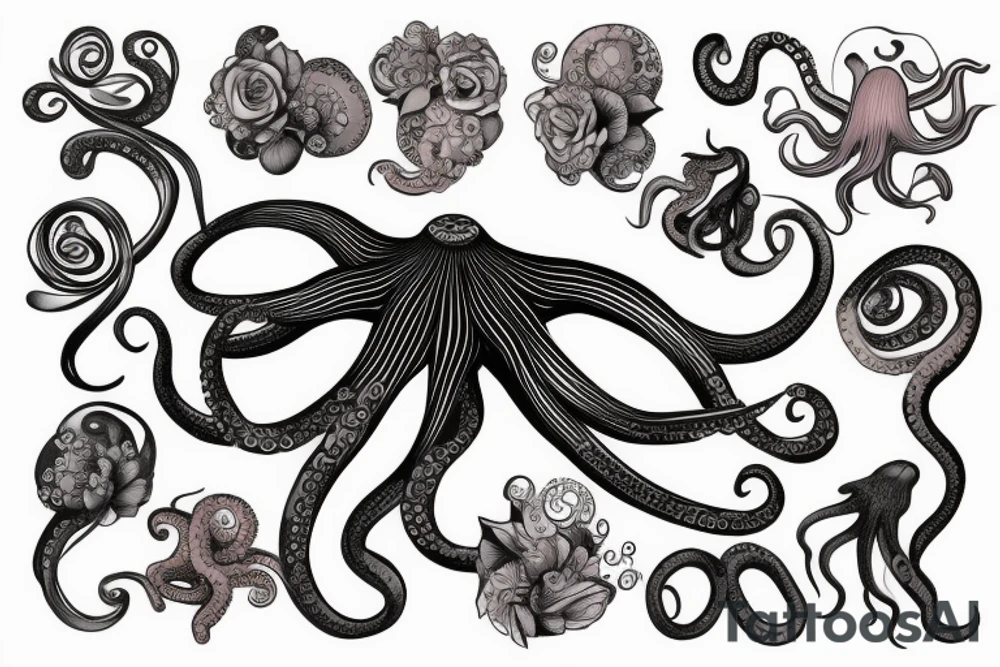 Flower octopus tattoo idea