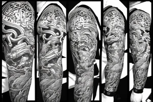 Viking flying on a dragon with a hammer in his hand tattoo idea