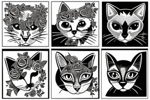 cat and rose tattoo idea