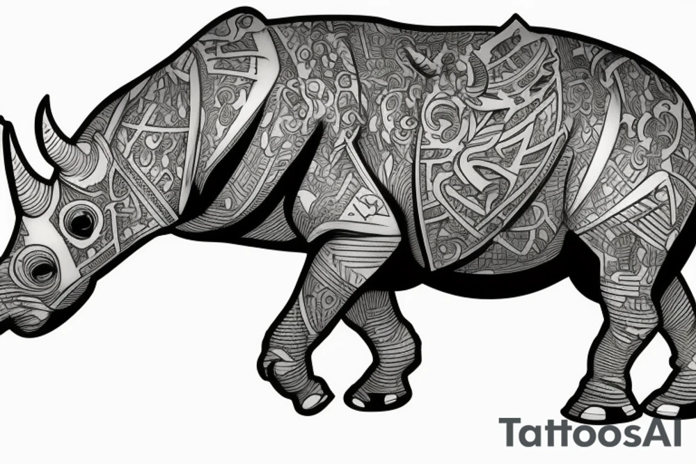 rhino in armor tattoo idea