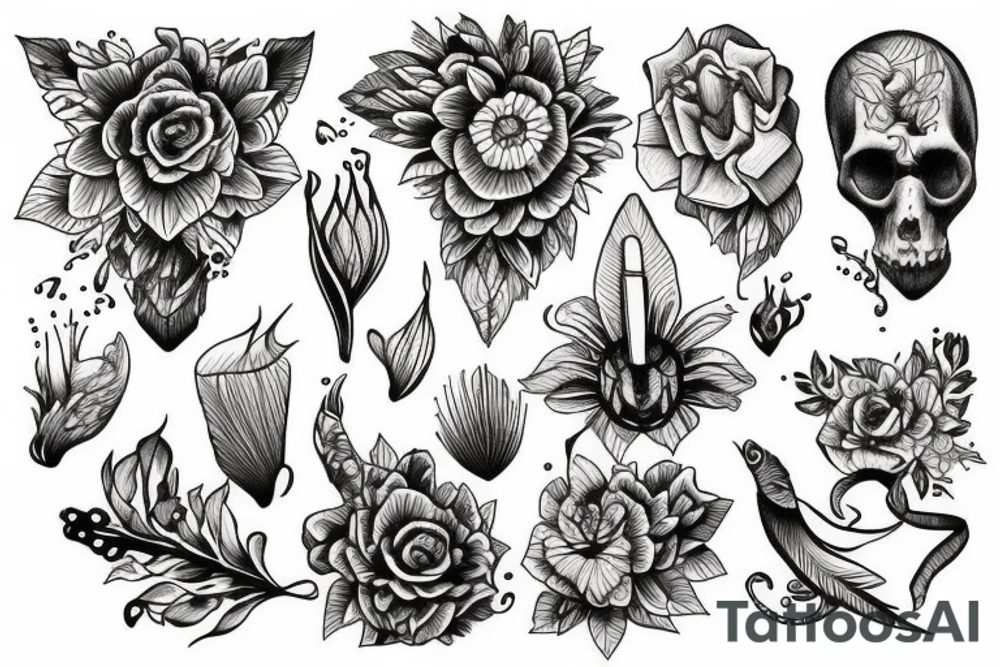Hand drawn detail oriented tattoo idea
