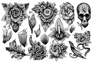 Hand drawn detail oriented tattoo idea
