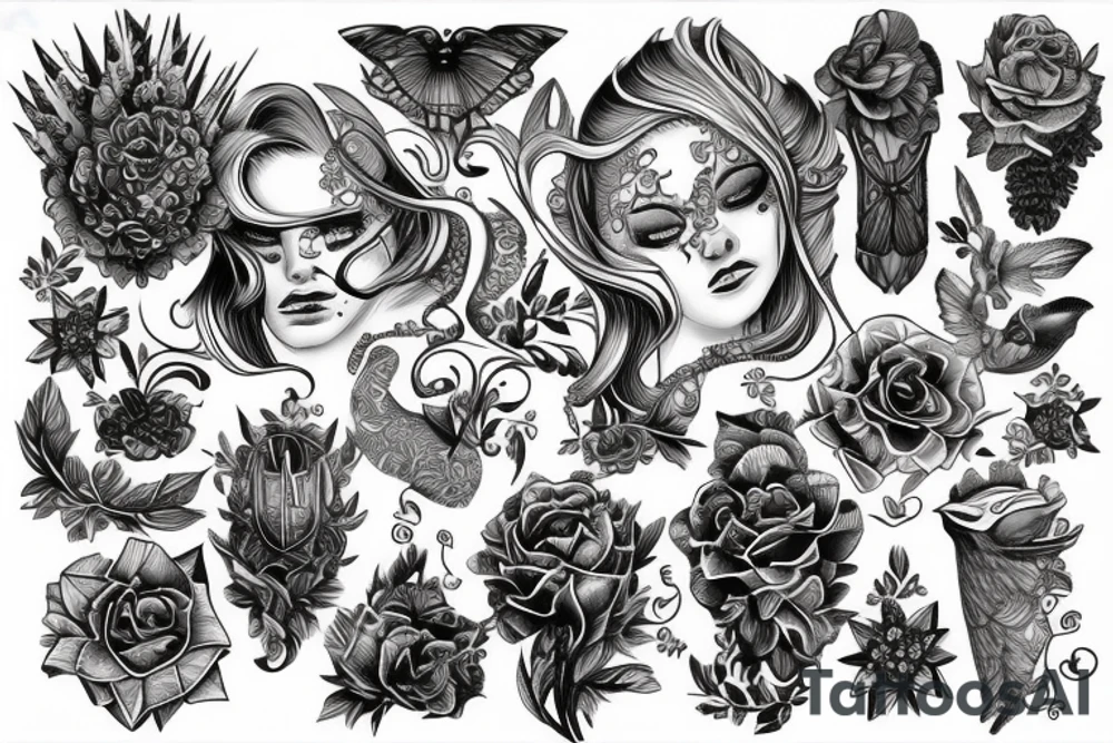 Hand drawn detail oriented tattoo idea