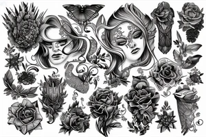 Hand drawn detail oriented tattoo idea