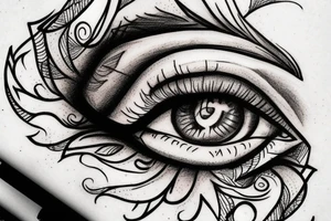 Hand drawn detail oriented woman eyes tattoo idea