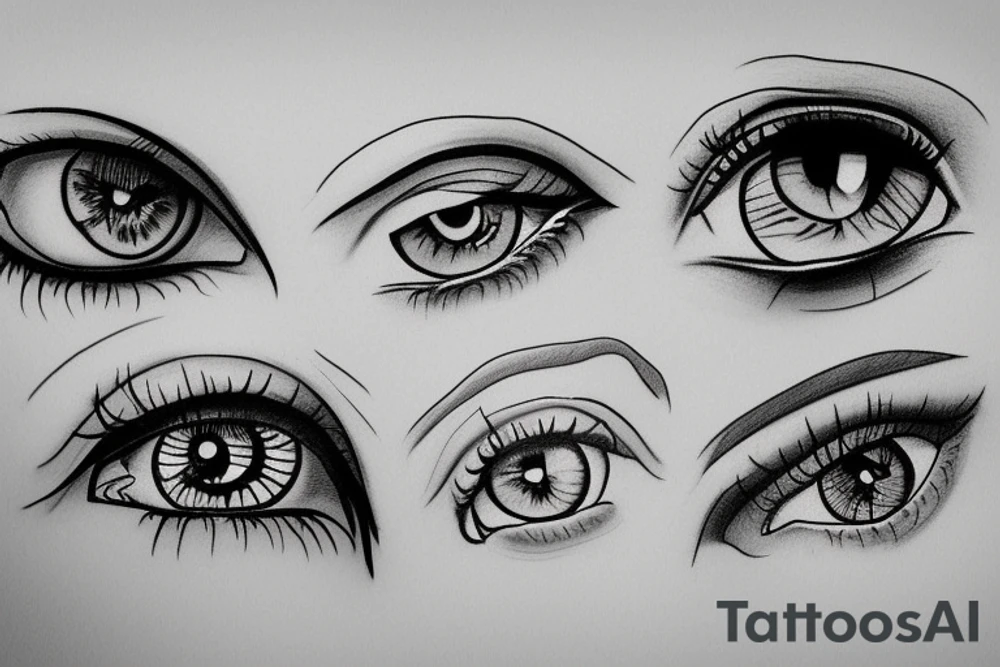 Hand drawn detail oriented woman eyes tattoo idea