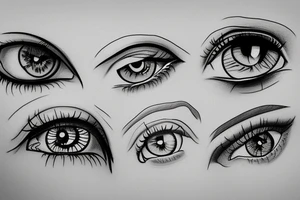 Hand drawn detail oriented woman eyes tattoo idea