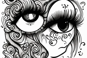 Hand drawn detail oriented woman set of eyes tattoo idea