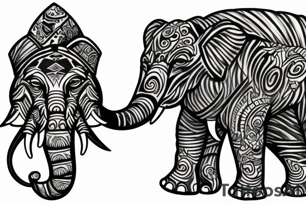 a god that is a mix of elephant, tiger, pirate tattoo idea