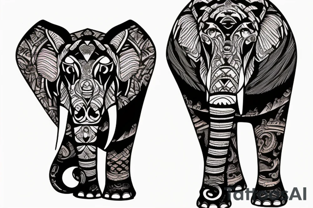 a god that is a mix of elephant, tiger, pirate tattoo idea