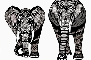 a god that is a mix of elephant, tiger, pirate tattoo idea