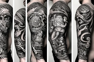 a god that is a mix of elephant, tiger, pirate tattoo idea