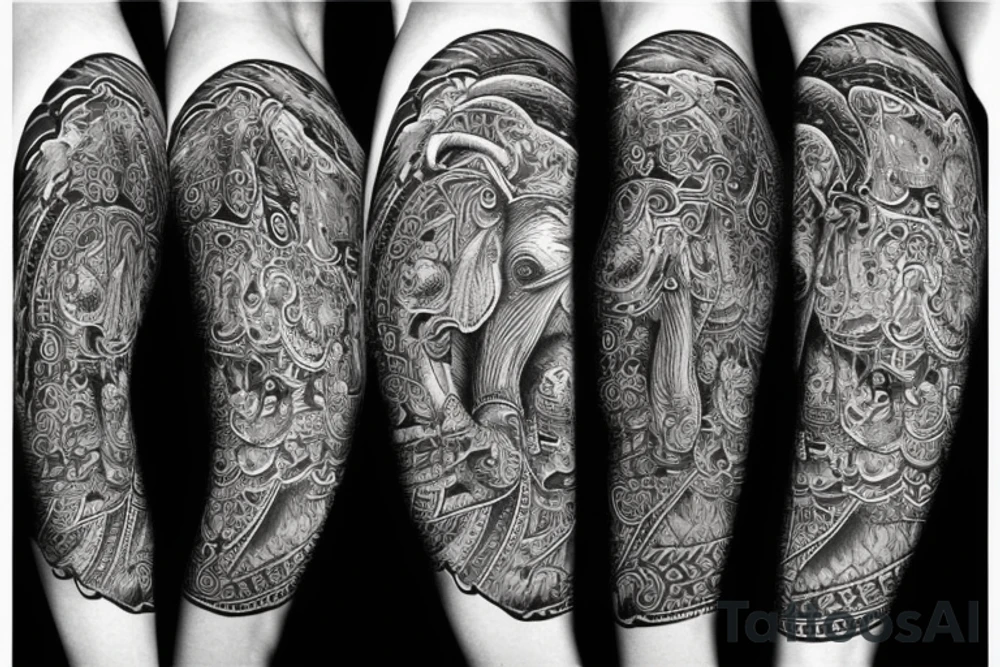 elephant tiger tattoo idea