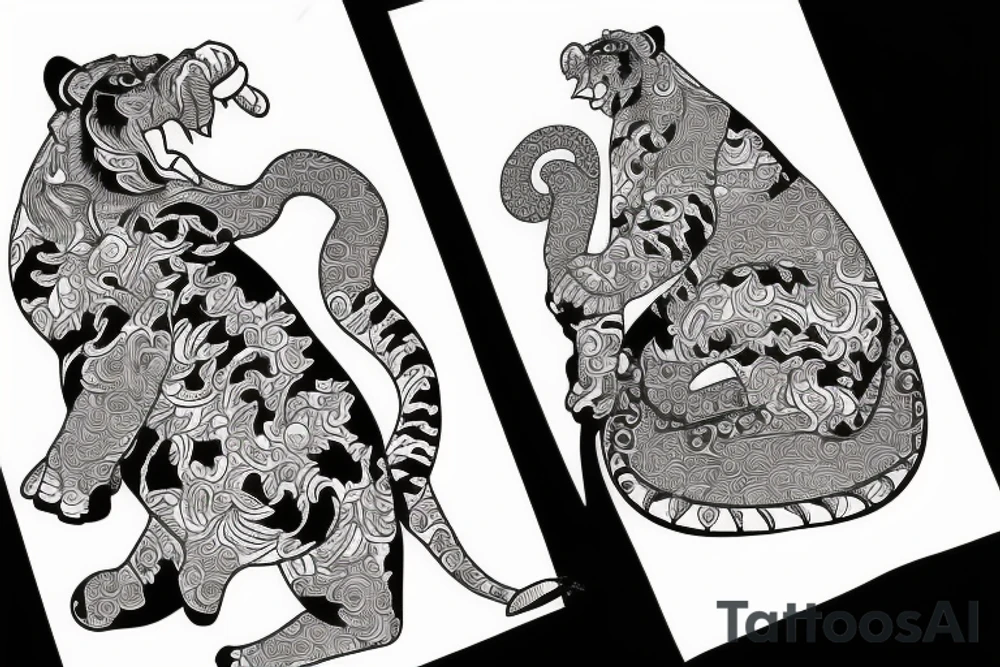 a tiger riding an elephant tattoo idea