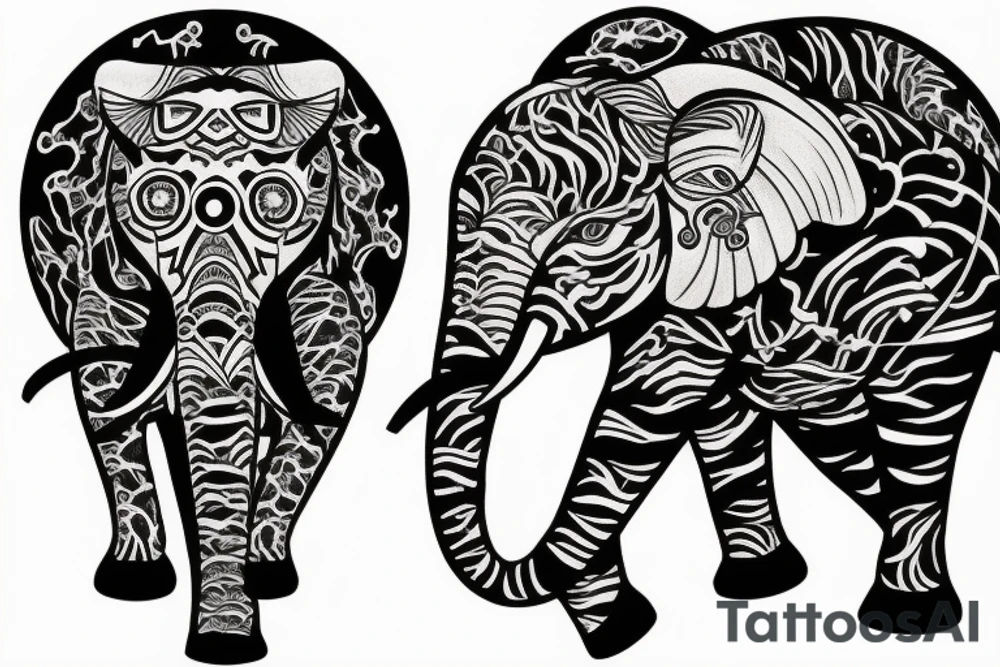 a tiger riding an elephant tattoo idea