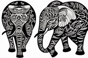 a tiger riding an elephant tattoo idea