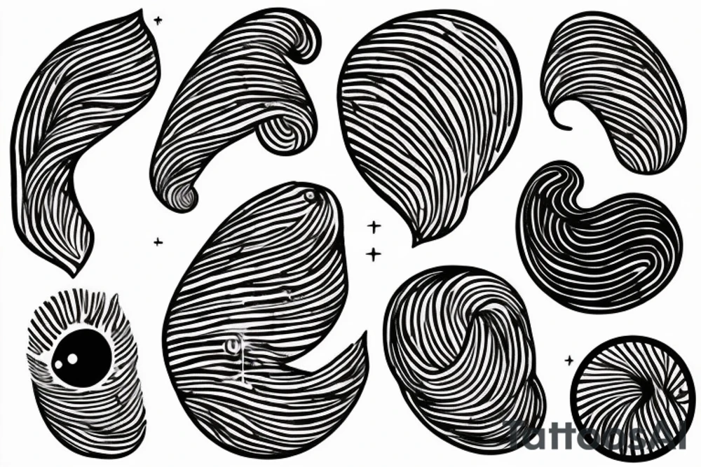 Fine line small cat peaches with a fingerprint yarn ball tattoo idea
