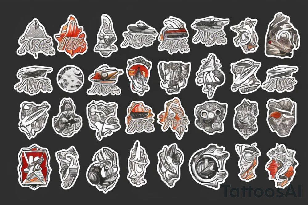 Starship and  planet Mars tattoo idea