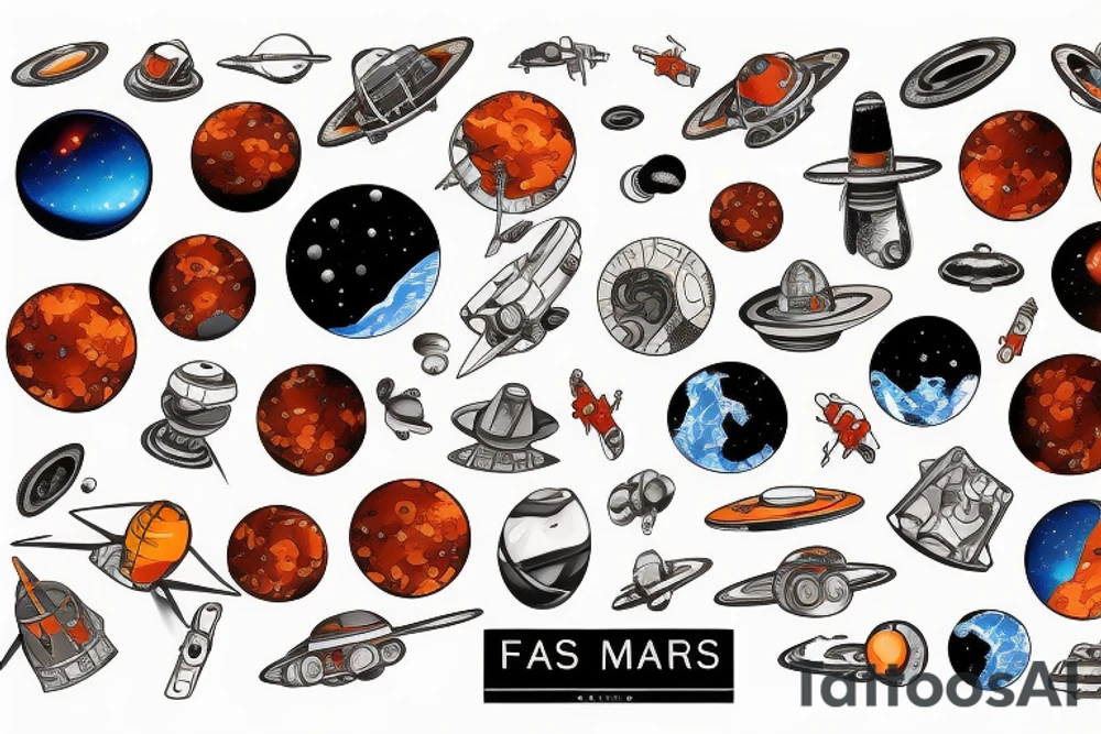 SpaceX and  planet Mars tattoo idea