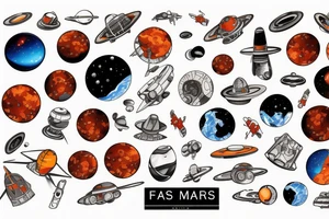 SpaceX and  planet Mars tattoo idea