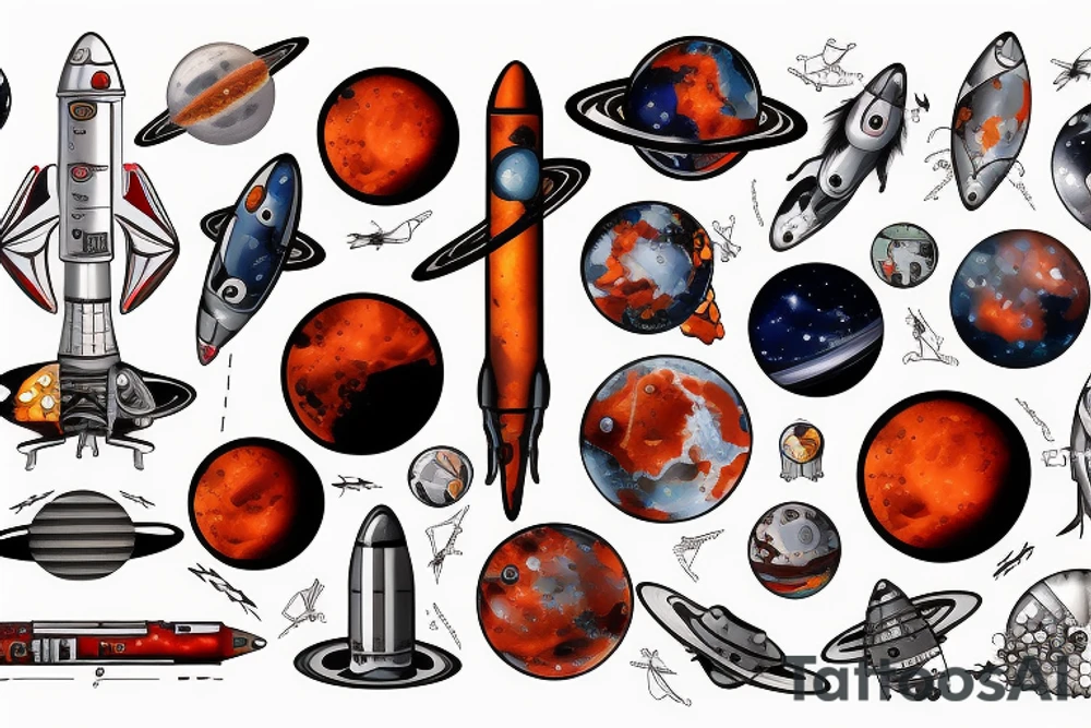 SpaceX and  planet Mars tattoo idea