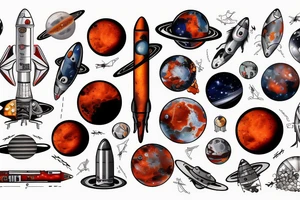 SpaceX and  planet Mars tattoo idea