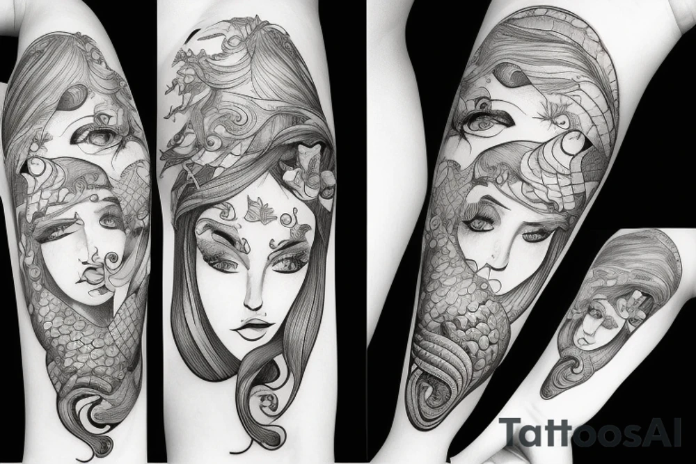Mermaid, stitched together, tattoo idea
