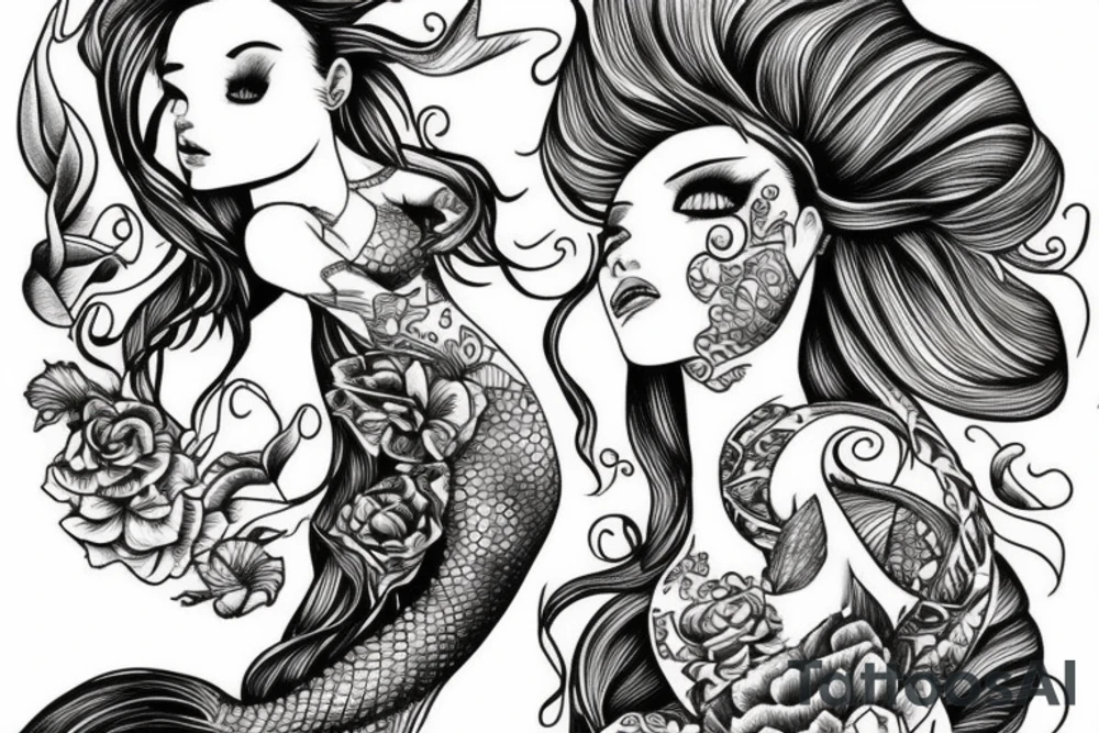 Mermaid, stitched together, tattoo idea