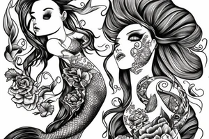 Mermaid, stitched together, tattoo idea