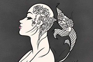 I’d like a tattoo focused on a mermaid who’s being held together by stitches. Whose body isn’t holding up but her mind is trying to stay modern. tattoo idea