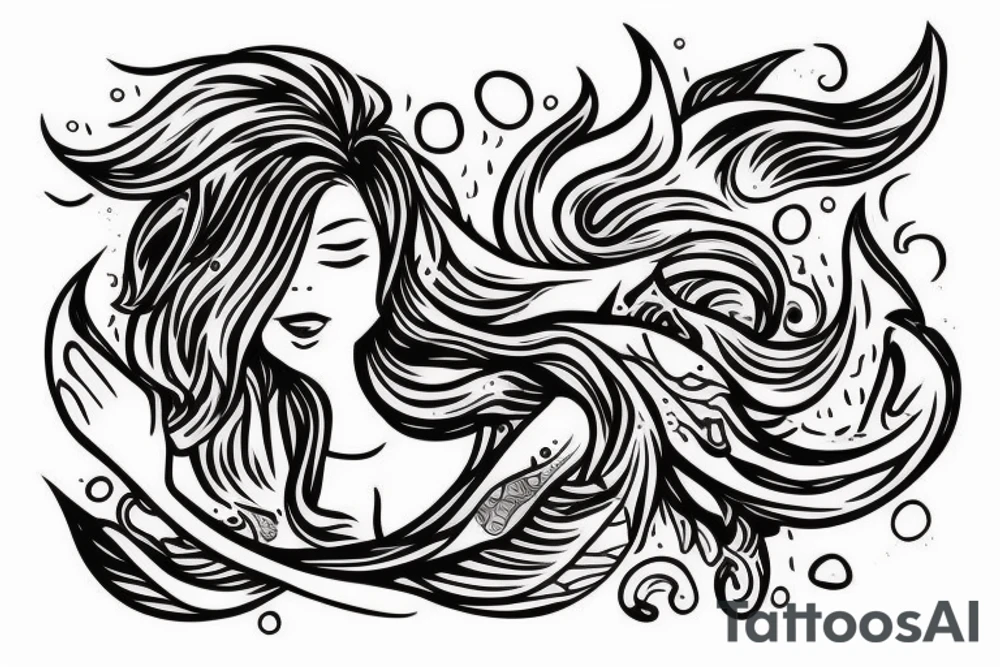 I’d like a tattoo focused on a mermaid who’s being held together by stitches. Whose body isn’t holding up but her mind is trying to stay modern. tattoo idea